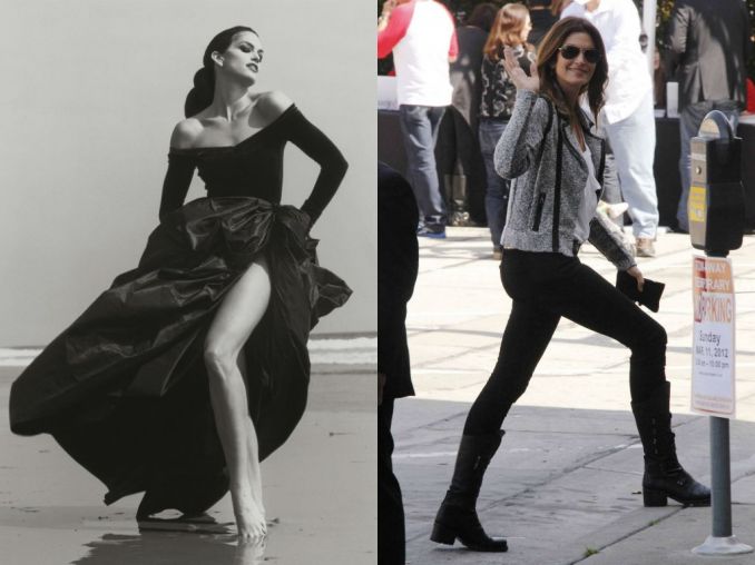 Cindy Crawford (kairėje - 1993 m., dešinėje - 2013 m.)