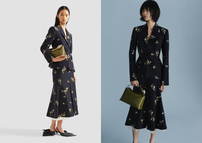 Danijos karalienės Mary vilkėtas gėlėtas sijono kostiumėlis