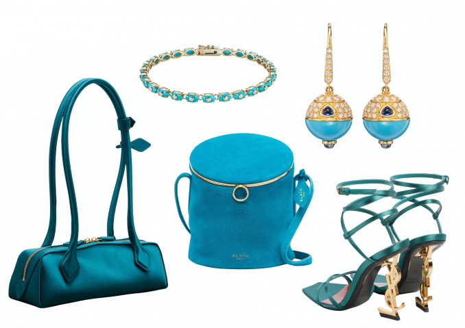 Rankinės, „Alaia“, bateliai, „Saint Laurent“, apyrankė, „Sydney Evan“, auskarai, „Marina B“.