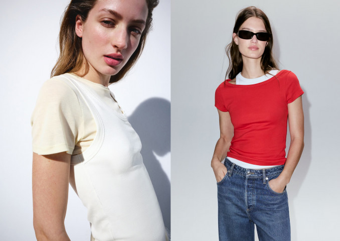 Two-tone contrast T-shirt