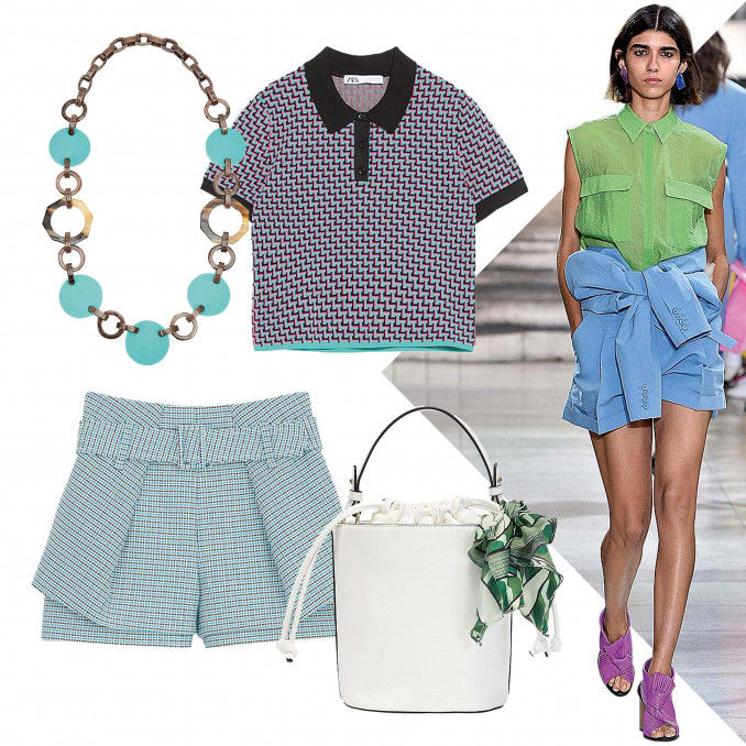 Šortai, 175 Eur, MAJE, Palaidinė, 15,95 Eur, ZARA, Kaklo papuošalas, 79 Eur, MARELLA, Rankinė, 167 Eur, MARELLA