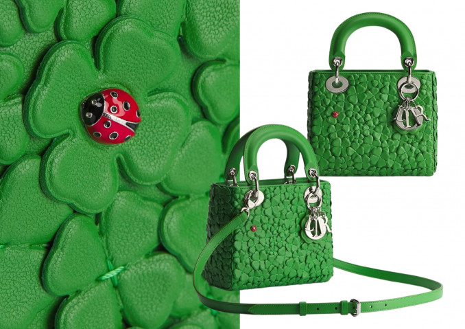 Rankinė „Lady Dior“, siuvinėta „Dior Clover Allover“ motyvu