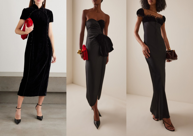 Juodos vakarinės suknelės: „Saloni“, „Delphine“, „Rodarte“